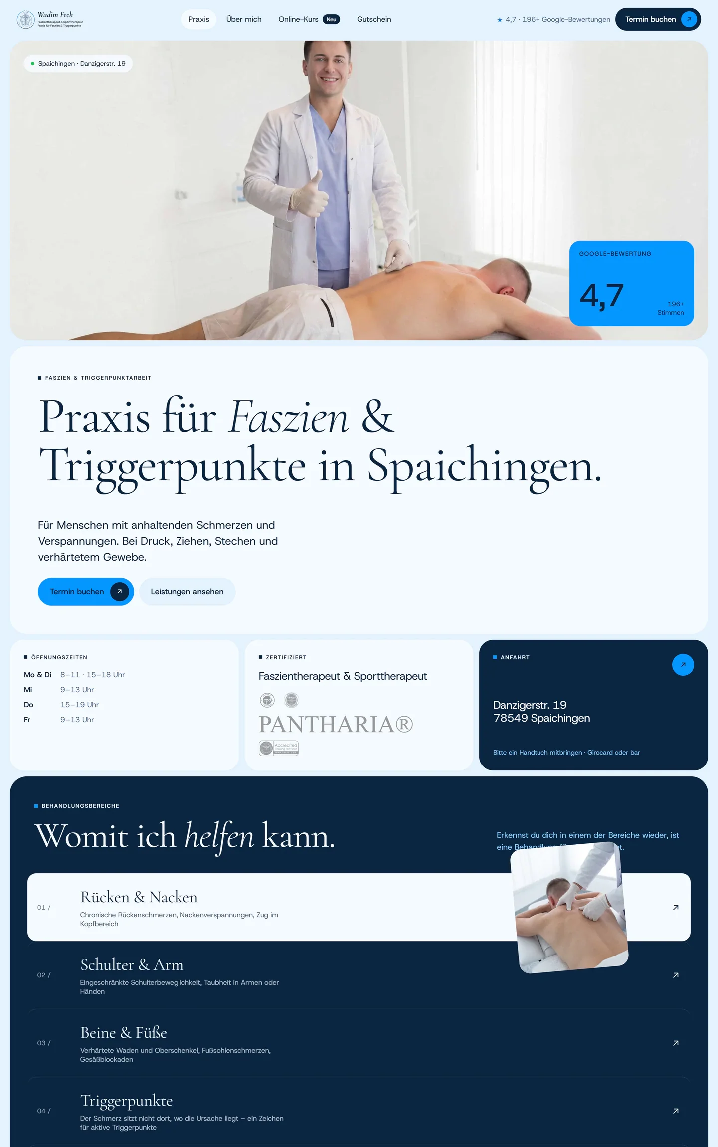 Startseite der Faszienpraxis Fech, Stand 10 / 2026