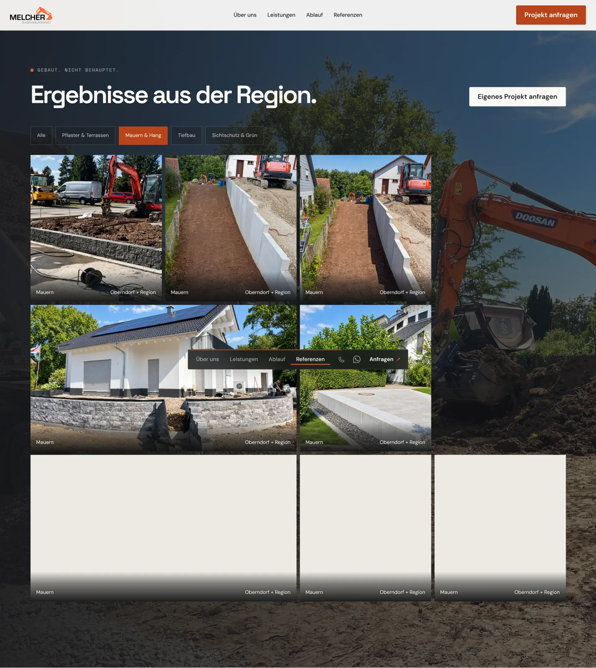 Referenzgalerie der Website, gefiltert nach Mauern und Hang