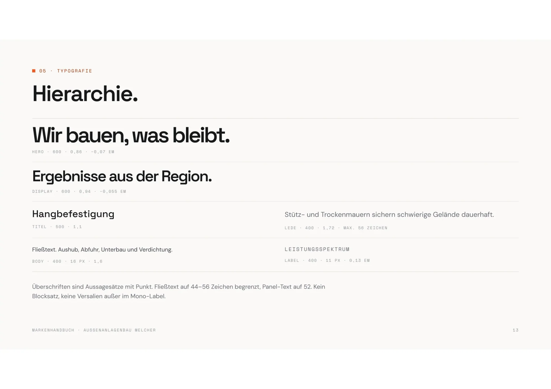 Markenhandbuch Außenanlagenbau Melcher, Seite 13: Hierarchie