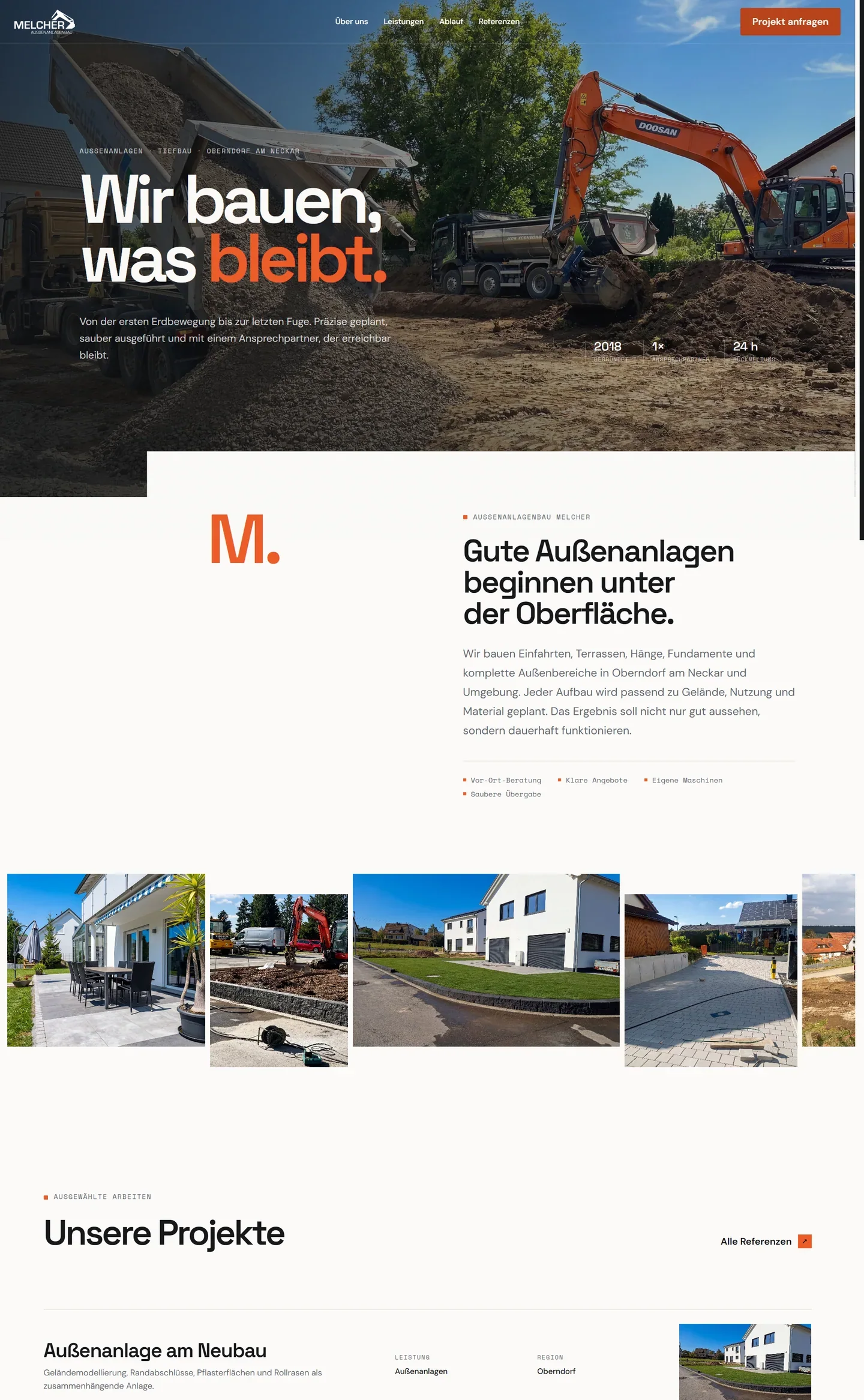 Startseite von Außenanlagenbau Melcher, Stand 10 / 2026