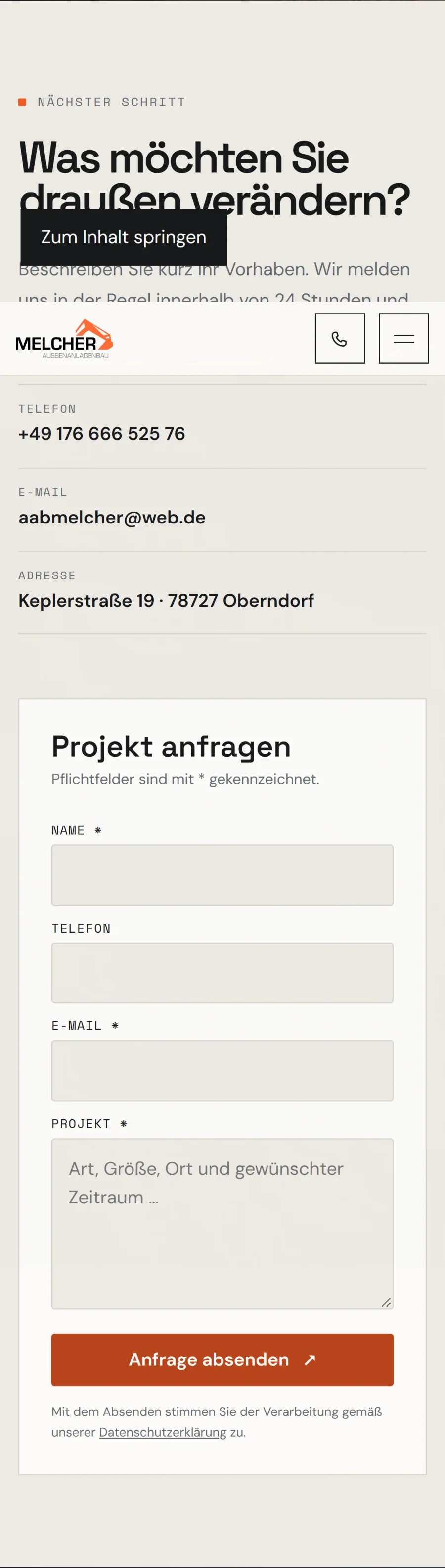 Mobile Ansicht: Kontakt