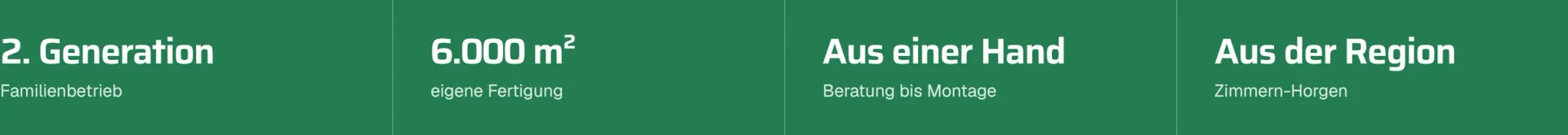 Grüne Kennzahlenleiste mit 2. Generation, 6.000 m², Aus einer Hand und Aus der Region