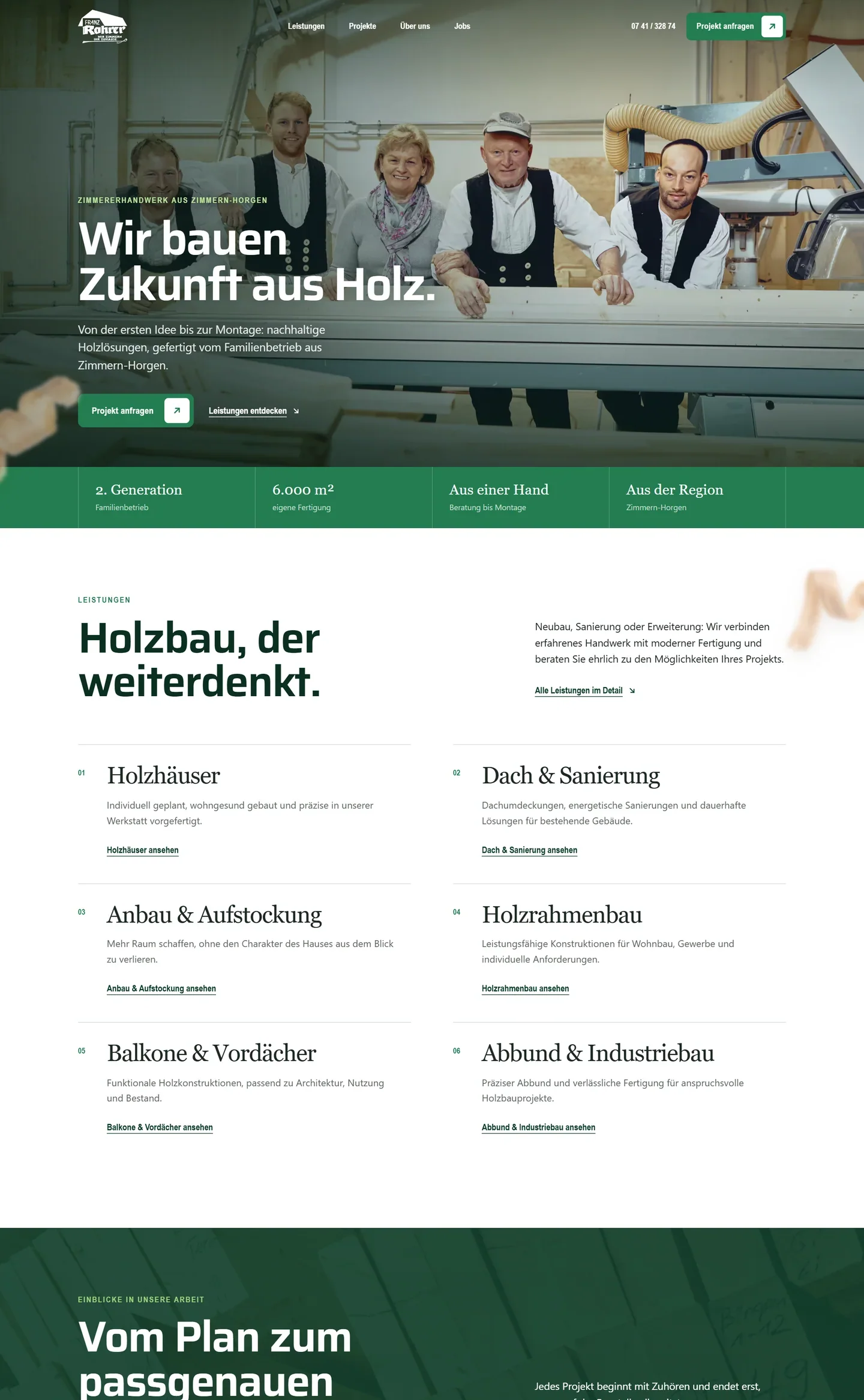 Startseite der Zimmerei Franz Rohrer, Stand 08 / 2026