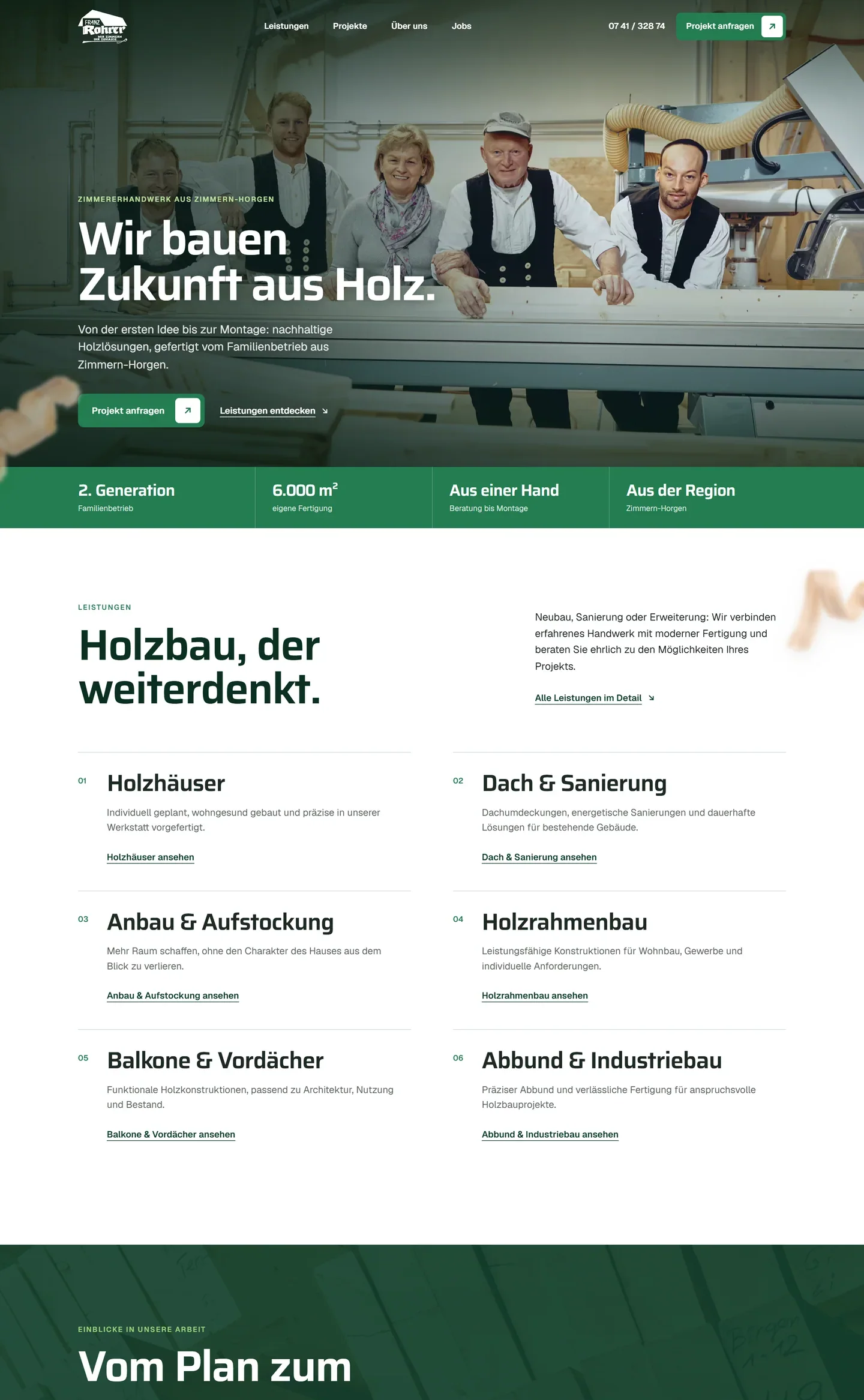 Startseite der Zimmerei Franz Rohrer, Stand 09 / 2026