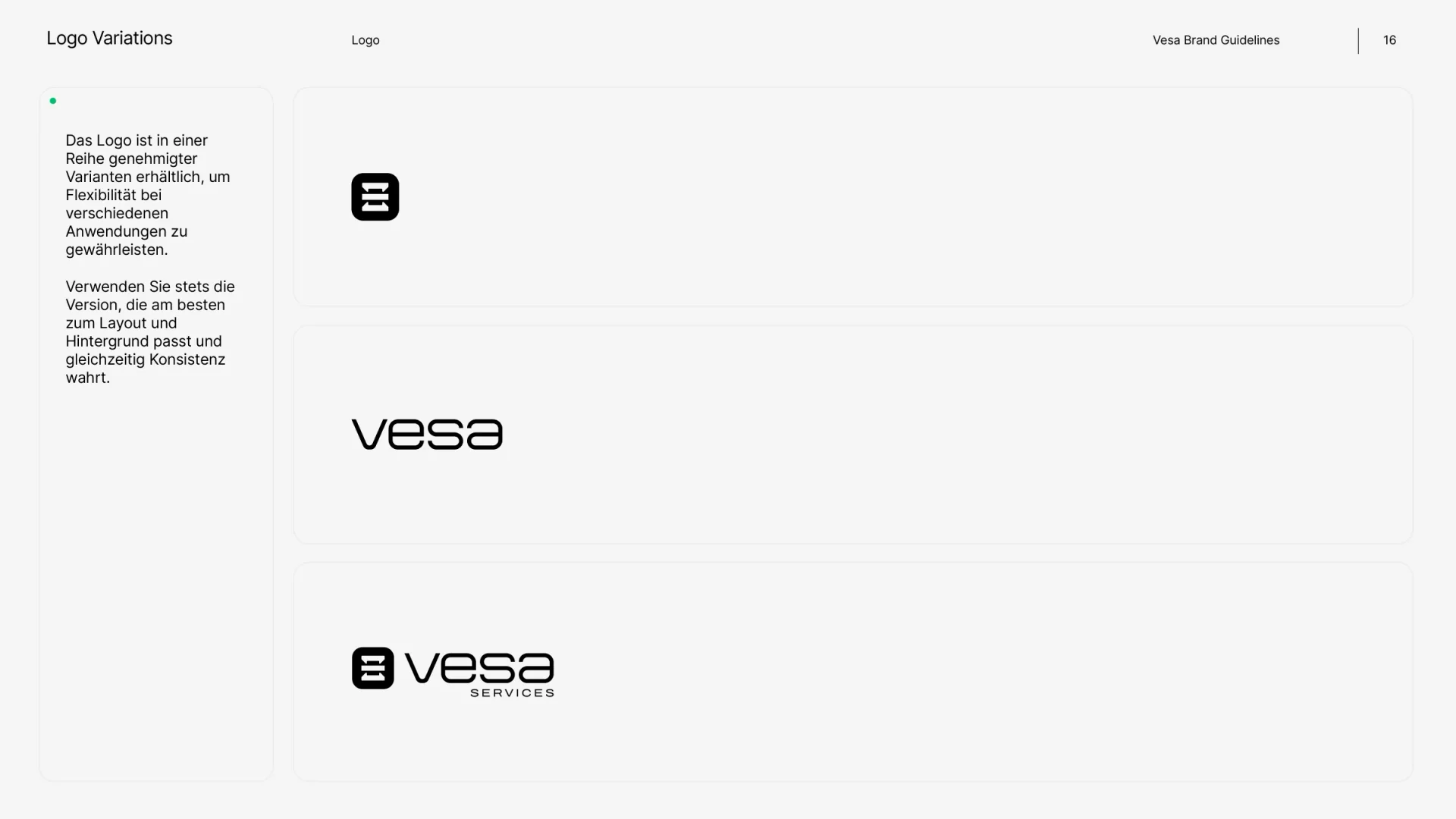 Markenhandbuch VESA Services, Seite 16: Varianten