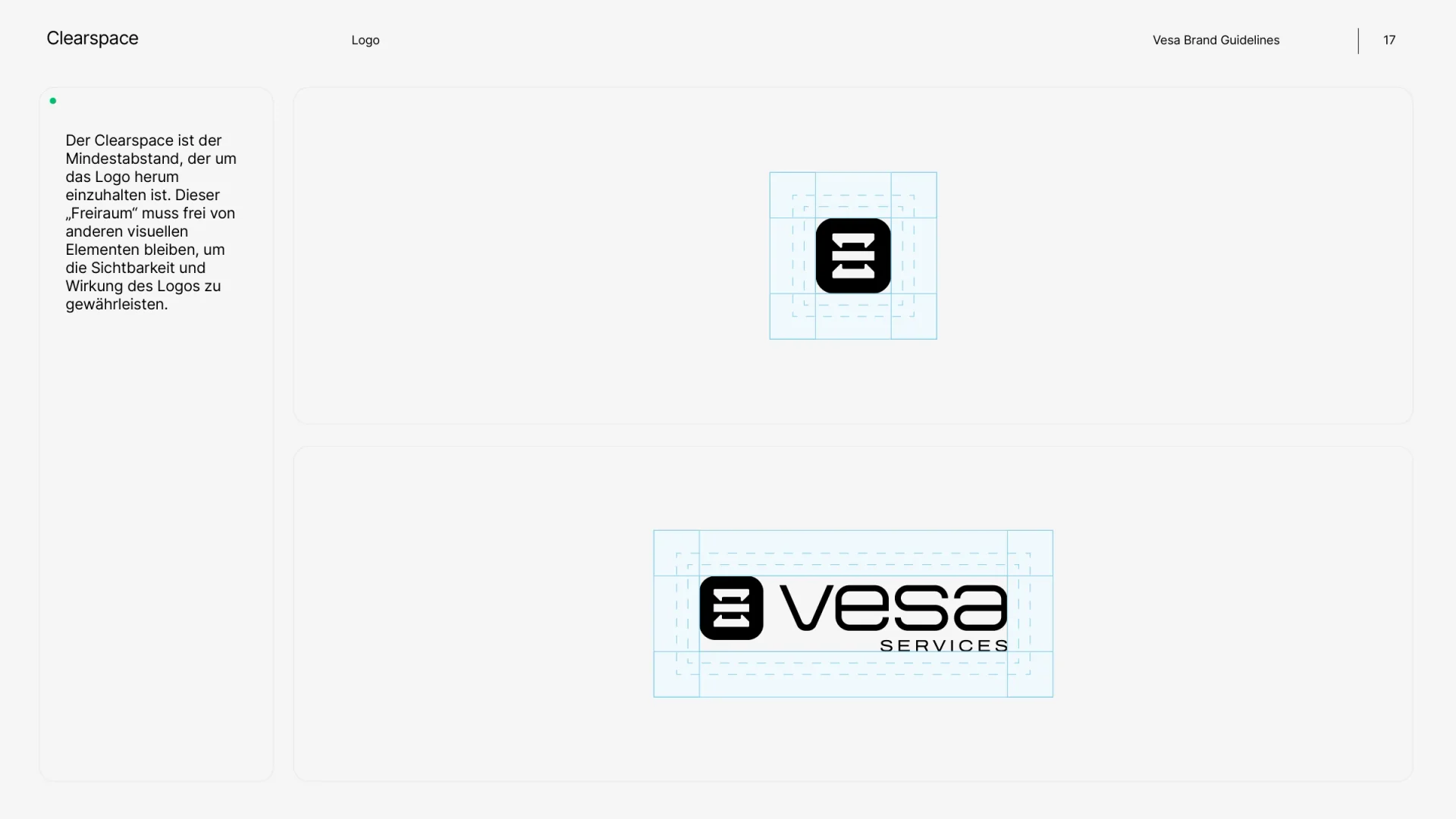 Markenhandbuch VESA Services, Seite 17: Schutzzone
