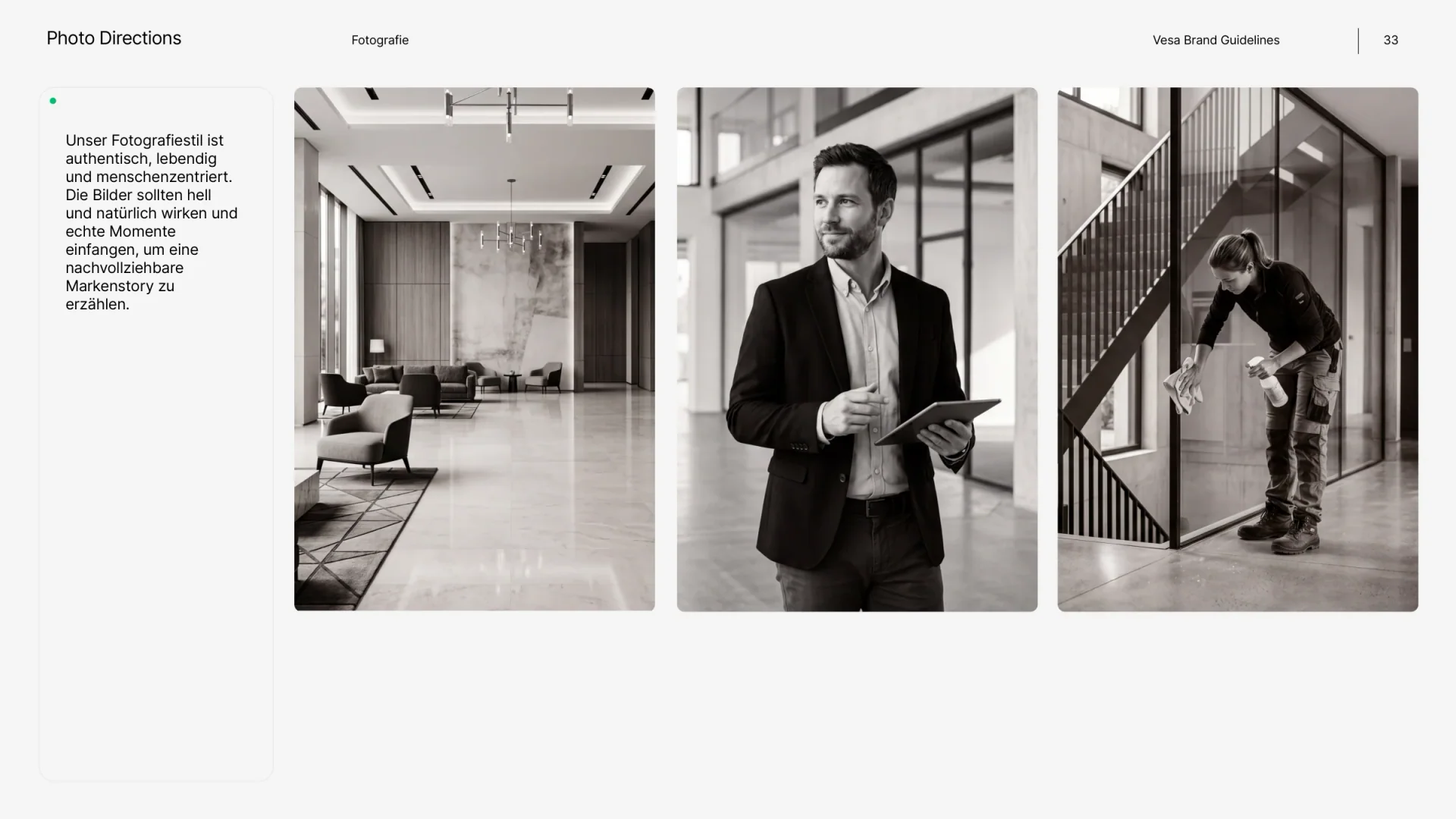 Markenhandbuch VESA Services, Seite 33: Fotografie