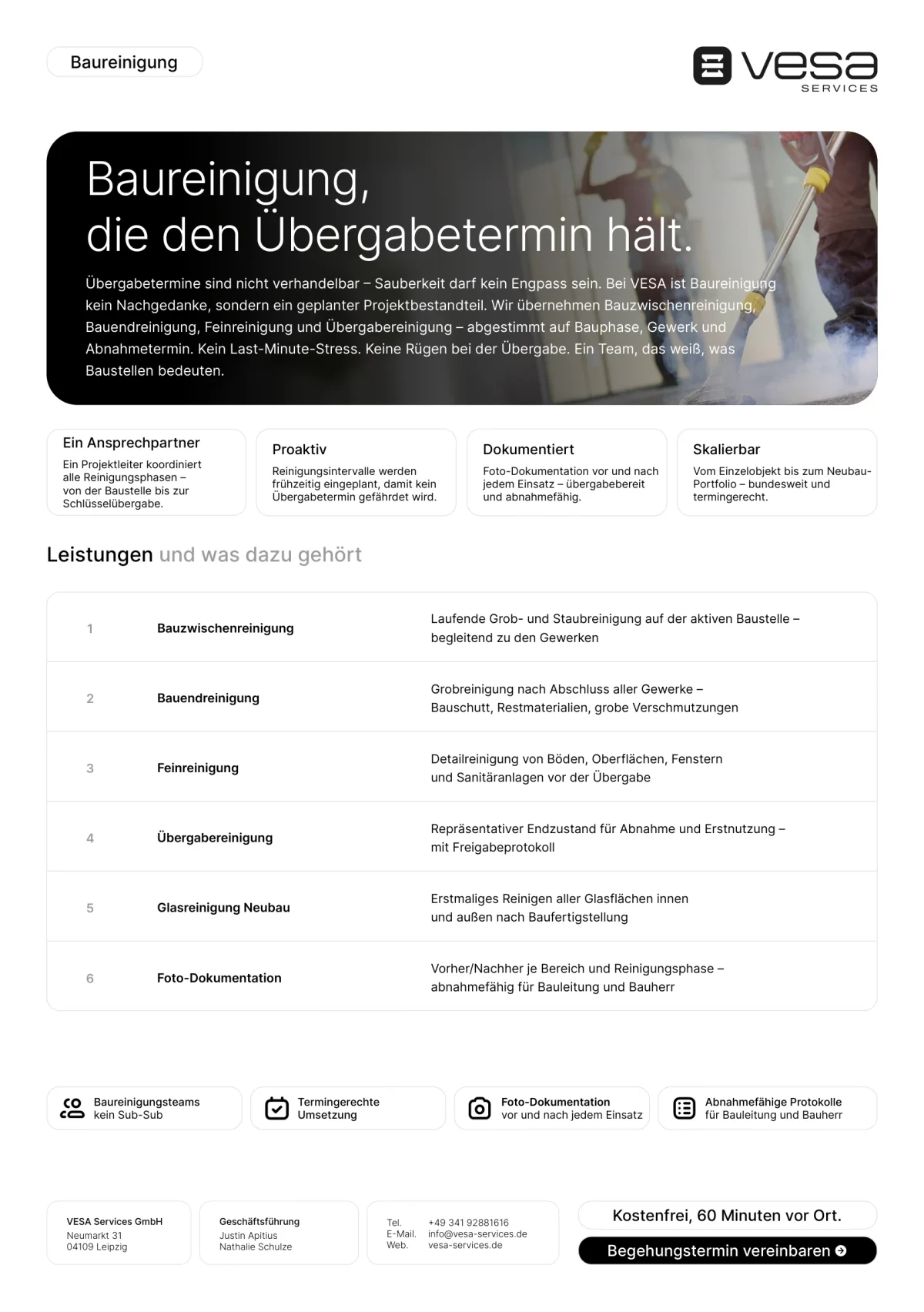 Baureinigung — Druckdokument von VESA Services