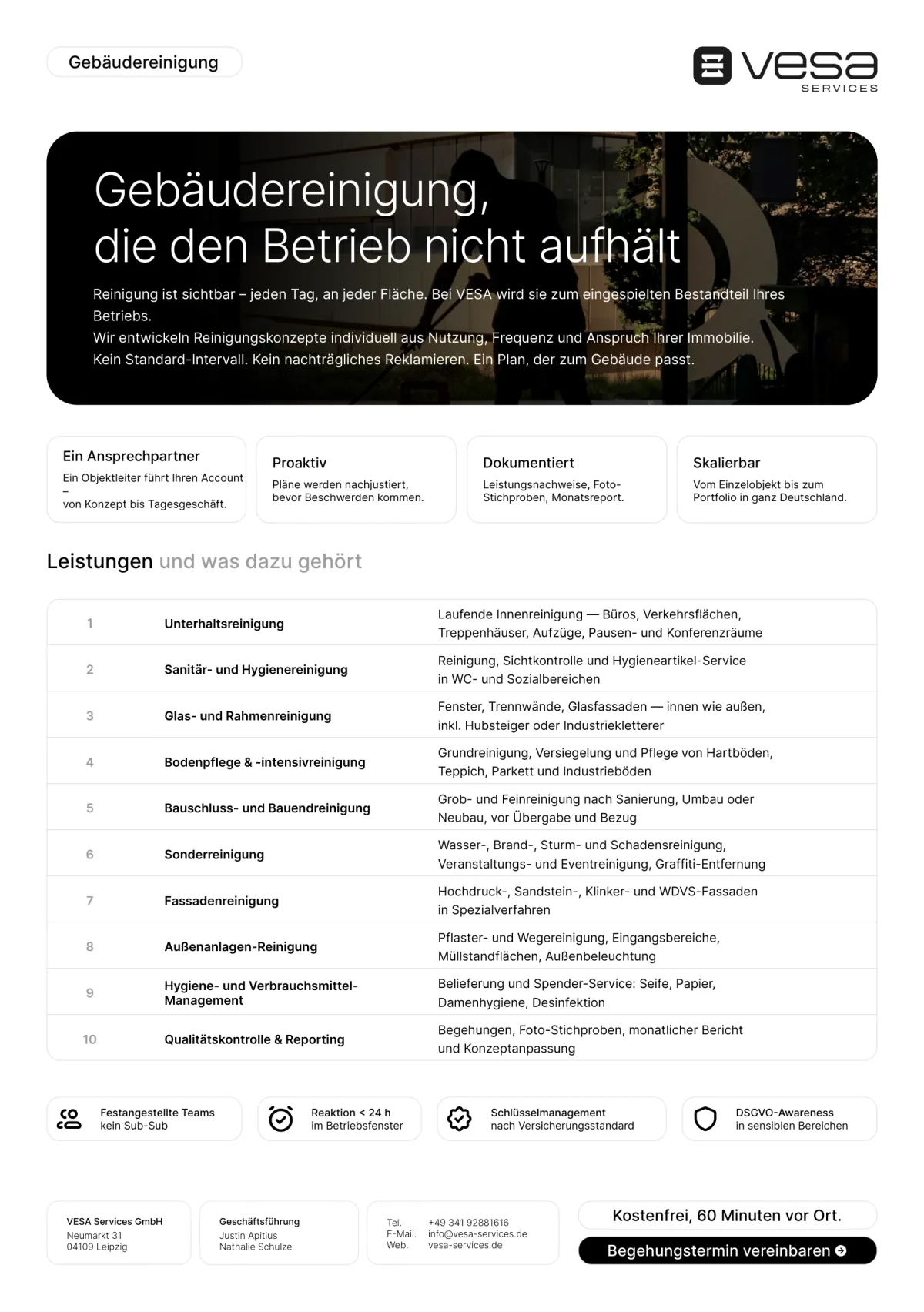 Gebäudereinigung — Druckdokument von VESA Services