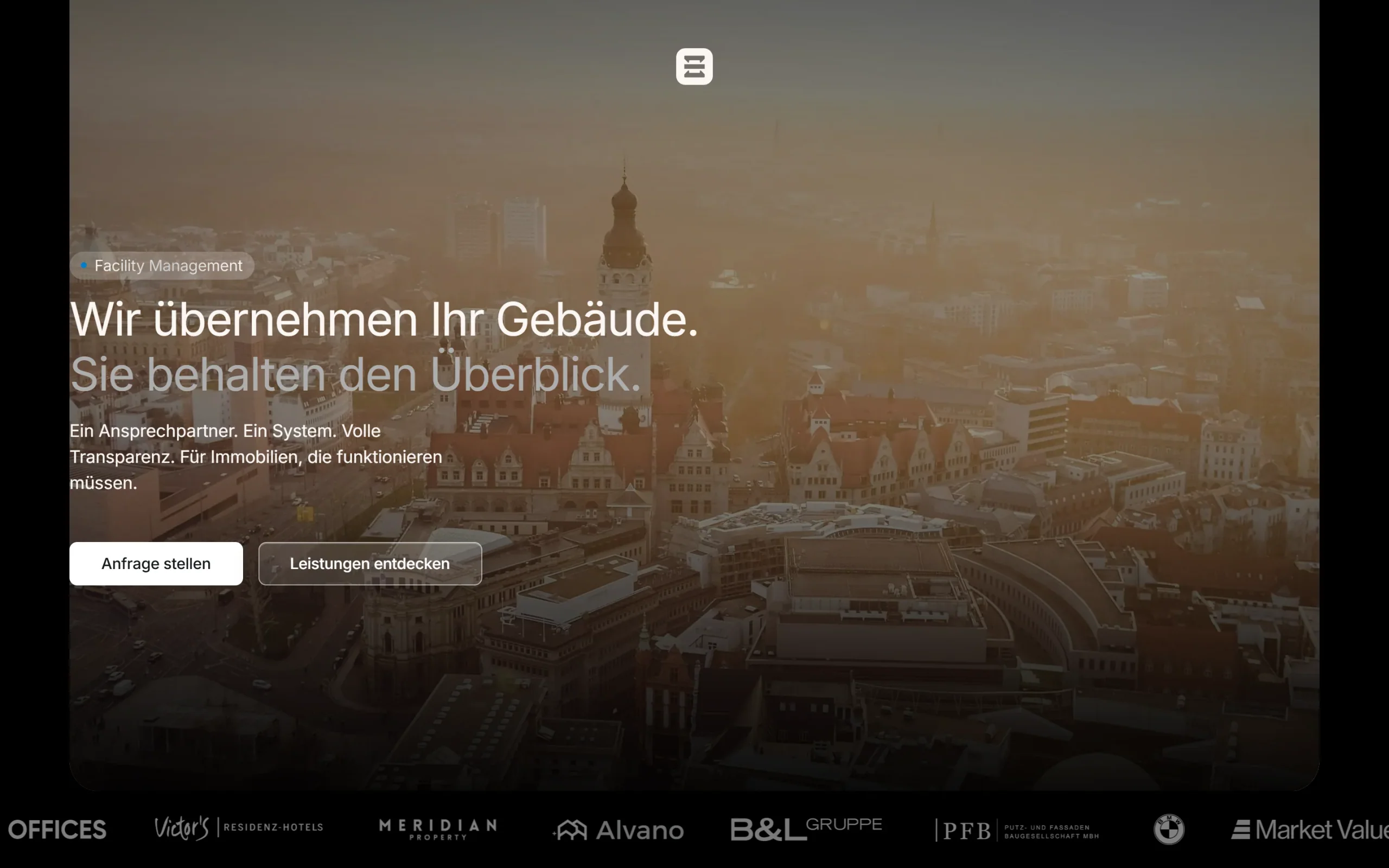 Startseite von vesa-services.de mit der Headline „Wir übernehmen Ihr Gebäude. Sie behalten den Überblick."
