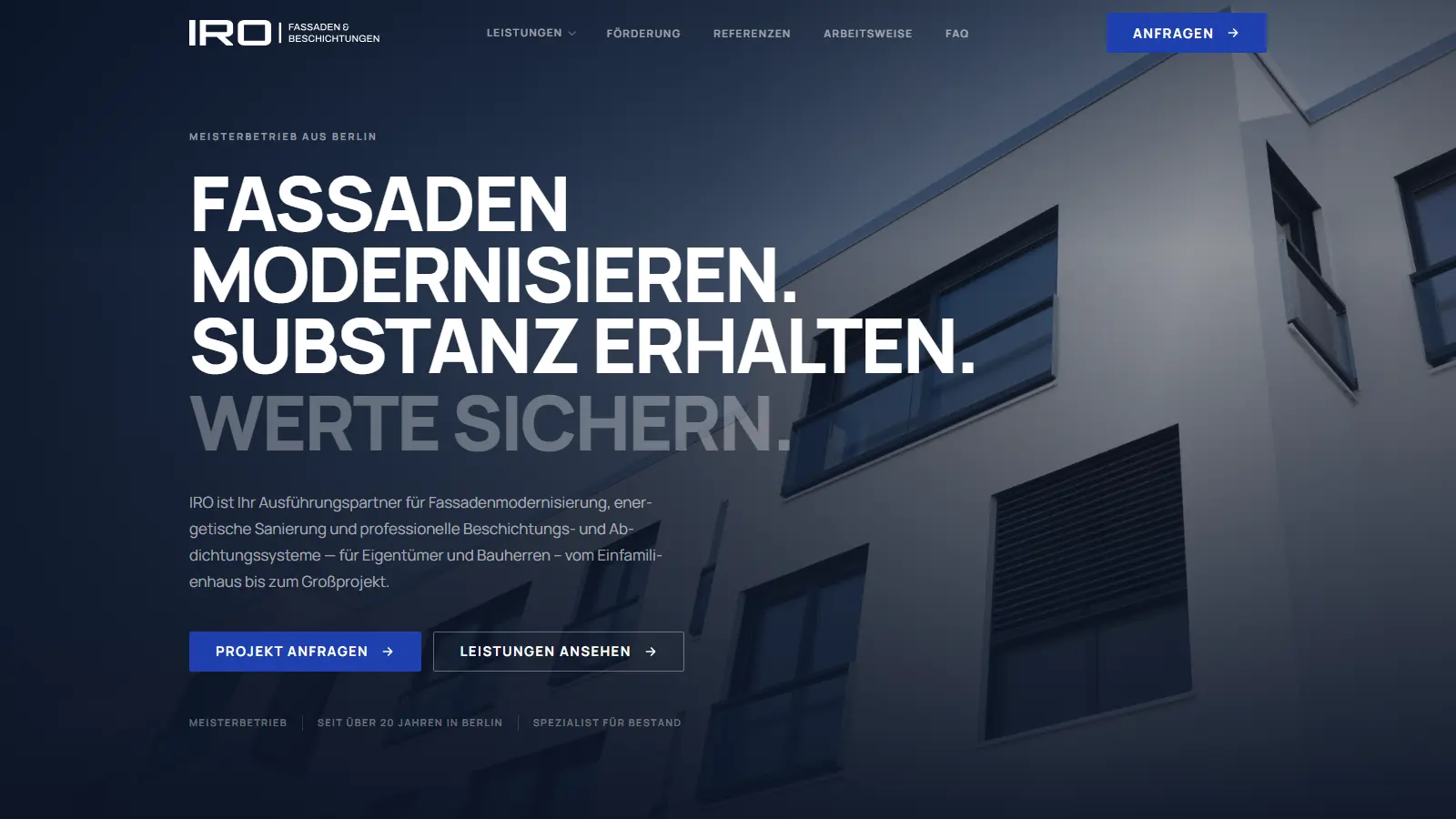 Startseite der IRO-Website auf dem Desktop